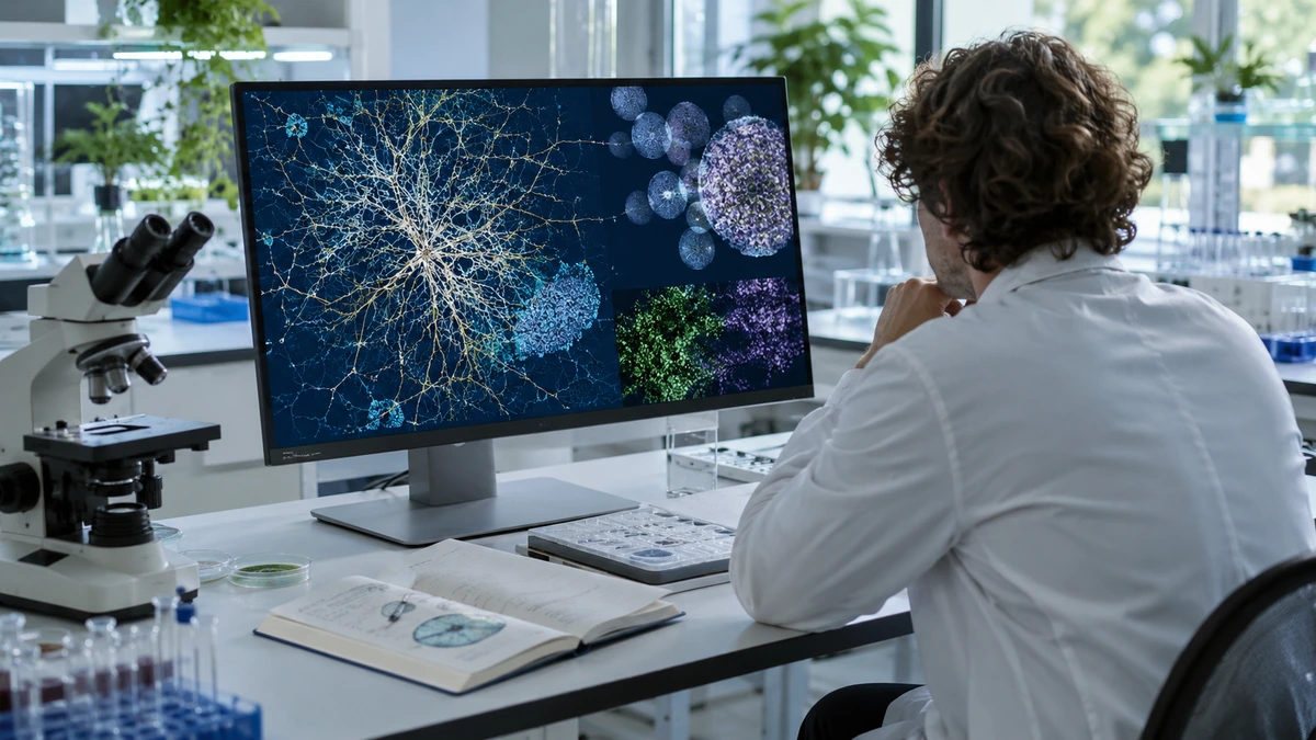 Biotech AI models and tools illustration